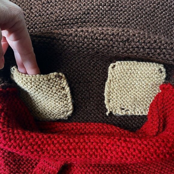 Hand Knit Crossbody Bag Brown Burgundy Boho Slouchy Women’s Purse Festival - Picture 4 of 6